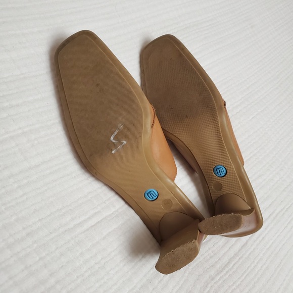 Nicole Slip On Tan Leather Mules Size 8 Classic Boho Chic Vintage Retro Fall - Picture 6 of 12